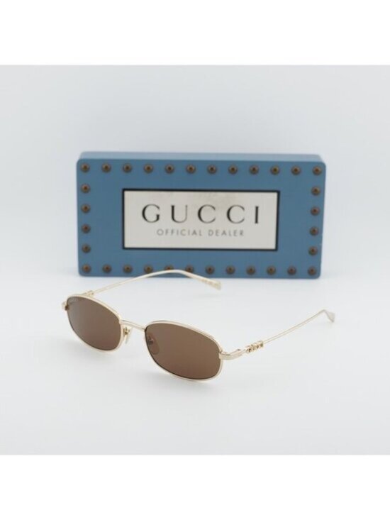 Gucci GG1940S 002 Sunglasses Gold Rectangle Frame, Brown Lenses main image 6